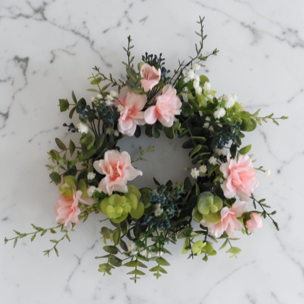 Cherry Blossom Mini Wreath Eucalyptus‎ Berries Candle Ring